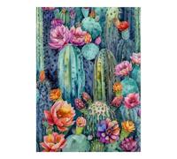 Fleur Cactus Nature 1000 Pièces pour Famille Mini Puzzle Carton | 38x26cm Débutants Surface Lisse Jeu De Puzzle Décor De Bureau