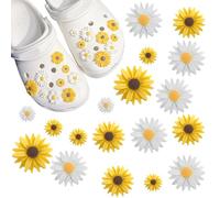 Fleur Charms Crocs,18pcs Charms de Chaussures Mignonnes de Margarite pour Clogs Accessoires de Décoration de Chaussures pour Femmes
