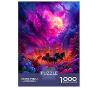 Fleur Cheval Ciel Violet 1000 Pièces Coffret Puzzle Vibrant Ambiance Fantastique Puzzle Classique Carton Solide - Ultra Dur pour Couples, Top Noté, Activité Parfaite À La Ma 70x50cm/1000pcs