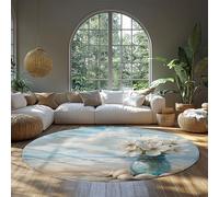 Fleur colorée et Vase Rond Tapis étoile de mer océan Vague Cercle Tapis pour Salon Salle de Bain Cuisine décoration intérieure 244cm (runden)