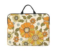 Fleur colorée rétro des années 70,Housse pour Ordinateur Portable 14 Pouces, Sacoche pour Ordinateur Portable, Mallette avec poignée
