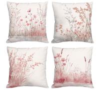 Fleur Coussin Exterieur Impermeable 30x30cm Petit Housse Coussin Rose Double Face Imprimé Lot de 4 Lin Taie Oreiller Canap Salon Intérieur/Extérieur Chaise Jardin Printemps Été Decor Cadeaux BZ-84