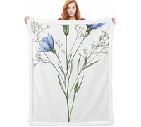 Fleur Couverture Hiver 100x130cm Couverture Lestée Bleu, Couverture Chaude et Confortable, Super Douce et Moelleuse, Fleece Blanket Lavable à la Machine Facile à Manipuler, Chambre à CoucherA-2999