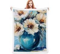 Fleur Couverture Hiver 100x130cm Couverture Lestée Bleu, Couverture Chaude et Confortable, Super Douce et Moelleuse, Fleece Blanket Lavable à la Machine Facile à Manipuler, Chambre à CoucherA-3671