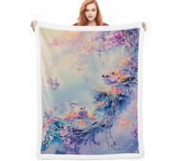 Fleur Couverture Hiver 100x130cm Couverture Lestée Bleu, Couverture Chaude et Confortable, Super Douce et Moelleuse, Fleece Blanket Lavable à la Machine Facile à Manipuler, Chambre à CoucherA-3663