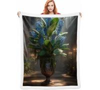 Fleur Couverture Lestée 100x130cm, Bleu Chaise Blankets, Douce Chaude Hiver Couvertures de Canapé et Grand Plaids Chaude et Douillet, Fleece Blanket pour Chambre à Coucher, Salon, Bureau,Cadeau A-3368