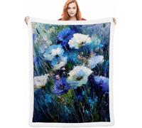 Fleur Couverture Lestée 130x150cm, Bleu Chaise Blankets, Douce Chaude Hiver Couvertures de Canapé et Grand Plaids Chaude et Douillet, Fleece Blanket pour Chambre à Coucher, Salon, Bureau,Cadeau A-2249