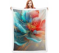 Fleur Couverture Lestée 150x200cm, Bleu Chaise Blankets, Douce Chaude Hiver Couvertures de Canapé et Grand Plaids Chaude et Douillet, Fleece Blanket pour Chambre à Coucher, Salon, Bureau,Cadeau A-3563