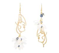Fleur cristal asymétrique Pilde à oreille longue - Bohemian Big Hang Hook Stud ethnique Personnalité vintage Boucle d'oreille pour l'anniversaire de mariage Girls Bijoux Gift UI