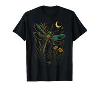 Fleur Croissant de Lune Nature Lover Fanstasy Libellule T-Shirt