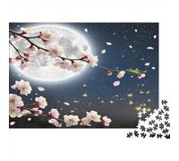 Fleur d’abricotier Carton Cerisiers en Fleurs avec Lune et étoiles Puzzle Classique Activité relaxante familiale 38x26cm/1000 pièces
