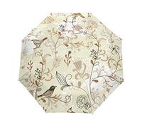 Fleur D’Oiseau Parapluie Pliant Ouverture et Fermeture Automatique Protection UV Parapluies Pliant Coupe-Vent Ultra-léger pour Voyager Plage Femmes Enfants Fille