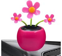 Fleur dansante solaire rose rouge pour tableau de bord de voiture, décoration de voiture, tournesol dansant dans des pots colorés, décoration de tableau de bord de voiture
