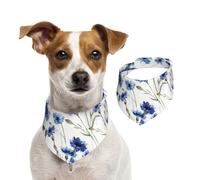 Fleur de Bleuet,Bandanas pour Chien, écharpe en Coton, Bavoirs réglables pour Animaux de Compagnie,L