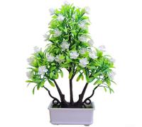 Fleur de camélia artificielle en plastique de 26 cm de hauteur, conçue pour une intégration parfaite dans les espaces de travail résidentiels (blanc)