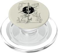 Fleur de Cerisier avec Papillons solaires et épée de samouraï PopSockets PopGrip pour MagSafe