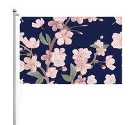 Fleur de cerisier florale Sakura bleu marine,Drapeau de jardin, bannière décorative, drapeau double face, 2 x 3 pieds, pour extérieur et intérieur