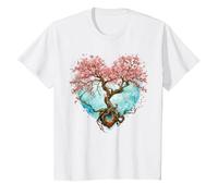 Fleur de Cerisier Japonaise Style Japonais Années 90 Forme T-Shirt, Enfant, Blanc, 6 Ans