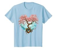 Fleur de Cerisier Japonaise Style Japonais Années 90 Forme T-Shirt, Enfant, Bleu Céleste, 2 Ans