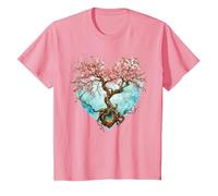 Fleur de Cerisier Japonaise Style Japonais Années 90 Forme T-Shirt, Enfant, Rose, 4 Ans