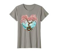 Fleur de Cerisier Japonaise Style Japonais Années 90 Forme T-Shirt, Femme, Ardoise, L