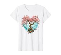 Fleur de Cerisier Japonaise Style Japonais Années 90 Forme T-Shirt, Femme, Blanc, XXL