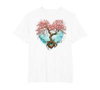 Fleur de Cerisier Japonaise Style Japonais Années 90 Forme T-Shirt, Homme Grandes Tailles, Blanc, 3X Tall