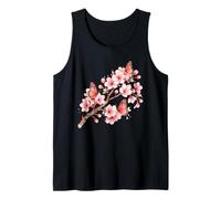 Fleur de Cerisier Sakura Papillon Floral Aquarelle Art Débardeur