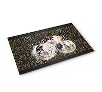 Fleur De Citrouille d'automne Rétro Feuilles Botaniques Dorées Noires Tapis De Porte Durable Paillasson Ramasse La Saleté Paillasson Exterieur pour Couloir Maison Cuisine 40 X 60Cm