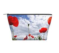 Fleur de Coquelicot Rouge imprimée, Trousse de Toilette Trousse de Maquillage Sac à cosmétiques Trousse de Toilette de Voyage Portable