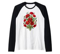 Fleur de Coquelicot tachée Rouge Coquelicots Floraux Manche Raglan