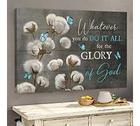 Fleur de coton Jésus avec papillon Quoi que vous fassiez, tout cela pour la gloire de Dieu Paysage Impression sur toile Art mural