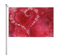Fleur de cœur de la Saint-Valentin,Drapeau de jardin, bannière décorative, drapeau double face, 2 x 3 pieds, pour extérieur et intérieur