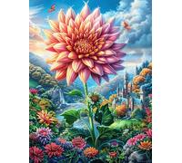 Fleur de dahlia dans la forêt magique 500 Pièces Puzzle Famille En Carton Sans Déformation Scène de conte de fées dessin animé Difficulté Moyenne Activité Familiale Anti-Stress Jeu De Société Soirée E