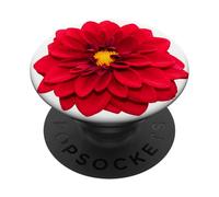 Fleur de Dahlia Rouge en Pleine Floraison PopSockets PopGrip Adhésif