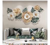 Fleur De Décoration Murale En Métal, 138X57cm Grand Art Mural En Métal Moderne, Feuille D'or Décorations Murales Pour Salon, Bureau, Maison, Hôtel Sculpture Murale