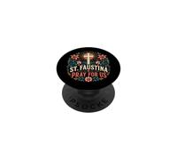 Fleur de dévotion catholique de Sainte Faustine PopSockets PopGrip Adhésif