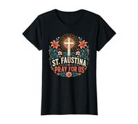 Fleur de dévotion catholique de Sainte Faustine T-Shirt