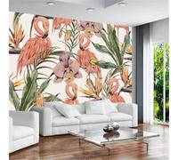 Fleur De Jardinage Flamant Rose Vintage Papier Peint 3D Soie De Luxe Intissé Bureau Salle à Manger Canapé Chambre Salon TV Mural Décoratif-200cm×140cm