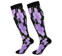 Fleur De Lavande Fleur De Marguerite Chaussettes De Compression 50Cm Sport Chaussettes Haute Femmes Calze A Compressione Pour Circulation Gym Grossesse Fitness