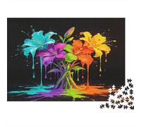 Fleur de Lis Colorée Puzzle 1000 Pièces Papier pour Adultes Style Graffiti Jeu de Puzzle 1000 Pièces Déco Maison Détente Cadeau 52x38cm/1000pcs
