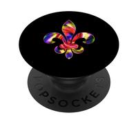 Fleur De-Lis Mardi Gras Carnaval Symbole New Orlean Tie Dye PopSockets PopGrip Adhésif