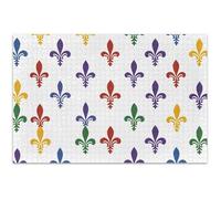 Fleur de Lis Mardi Gras Puzzles pour adultes de 1000 pièces - Art floral personnalisé - Puzzle cool pour adultes et amis - Cadeau de famille - 75 x 50 cm