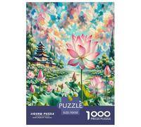 Fleur de Lotus 1000 Pièces Puzzle pour Adultes Jeu Stimulant Puzzle Anti-Stress Cultiver l'esprit D'équipe Cadeaux pour Adultes 70x50cm/1000pcs