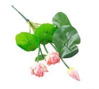Fleur de lotus artificielle décorative au toucher PU pour aquariums et espaces de vie, ajoute de l'élégance avec un aspect réaliste et une durabilité (D162 (D 161 poudre)