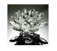 Fleur de Lotus Artisanat Cristal Clair Ornements en Verre, Minéraux Feng Shui Sphères Cristaux Fleurs, Décoration de la Maison et Noce Voiture (Blanche)