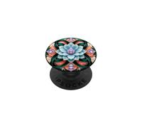 Fleur de Lotus Bleue en Cristal Bleu Sarcelle Corail Art Nouveau PopSockets PopGrip Adhésif