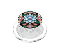 Fleur de Lotus Bleue en Cristal Bleu Sarcelle Corail Art Nouveau PopSockets PopGrip pour MagSafe