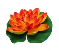 Fleur de lotus flottante artificielle de 17,8 cm - Grand nénuphar pour tampons, étang, piscine, décoration de jardin, aquarium, maison, mariage - 1 pièce - Blanc (orange)