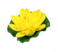 Fleur de lotus flottante artificielle de 17,8 cm - Grand nénuphar pour tampons, étang, piscine, décoration de jardin, aquarium, maison, mariage - 1 pièce - Blanc (jaune)